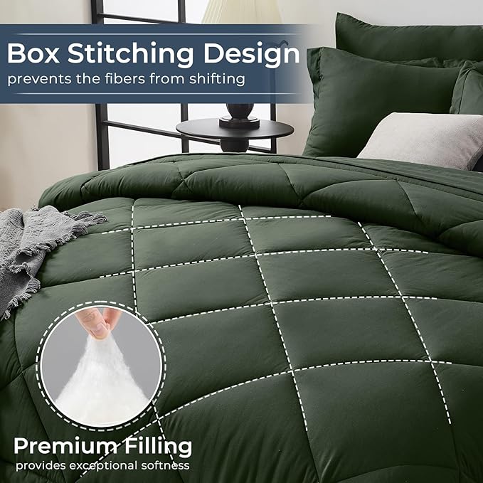 HEVUMYI Army Green California King Comforter Set - Image 4