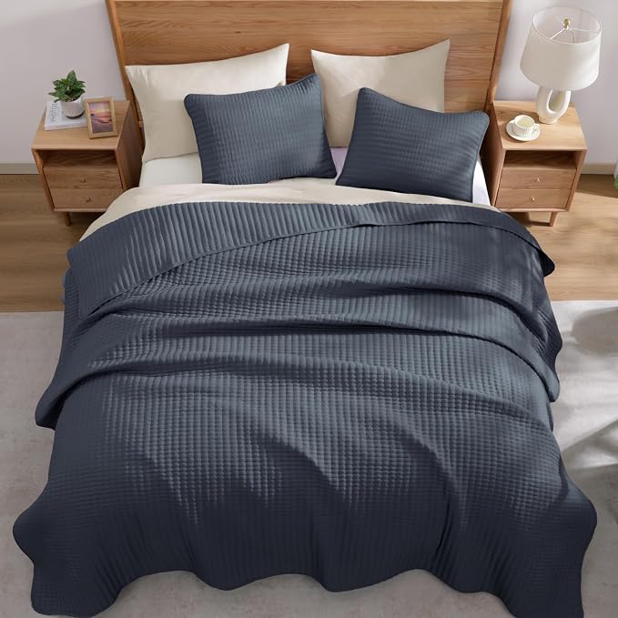 WRENSONGE Blue Grey California/Oversized King Size Quilt Bedding Set - Image 5