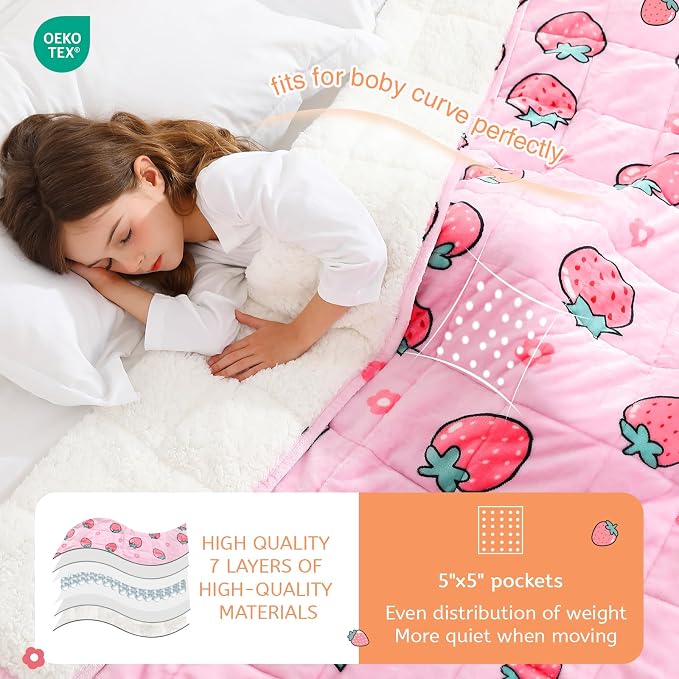 Weighted Blanket 7 pounds Twin Size 41"x 60", Soft Sherpa Fleece Heavy Blanket - Image 2