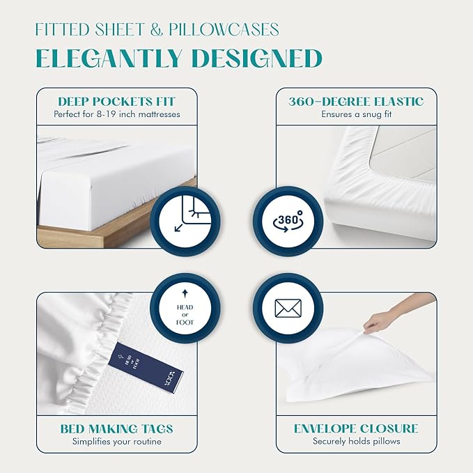 XOOX Linen 100% Egyptian Cotton King Size Sheets Set - Image 4
