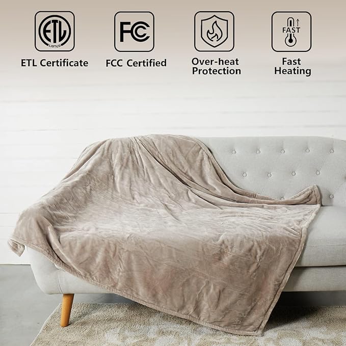 Tefici Heated Blanket Throw 50"x60", Ultra Soft 2-Layer Flannel Electric Blanket - Image 2