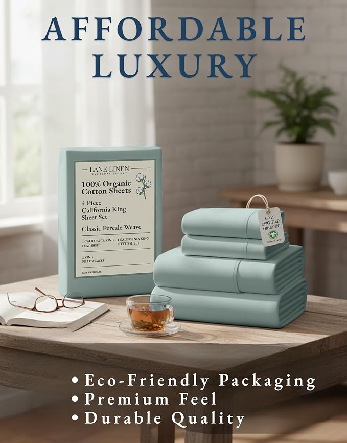 LANE LINEN Sheets for California King Size Bed- 4Pc 100% Organic Cotton Cal - Image 8