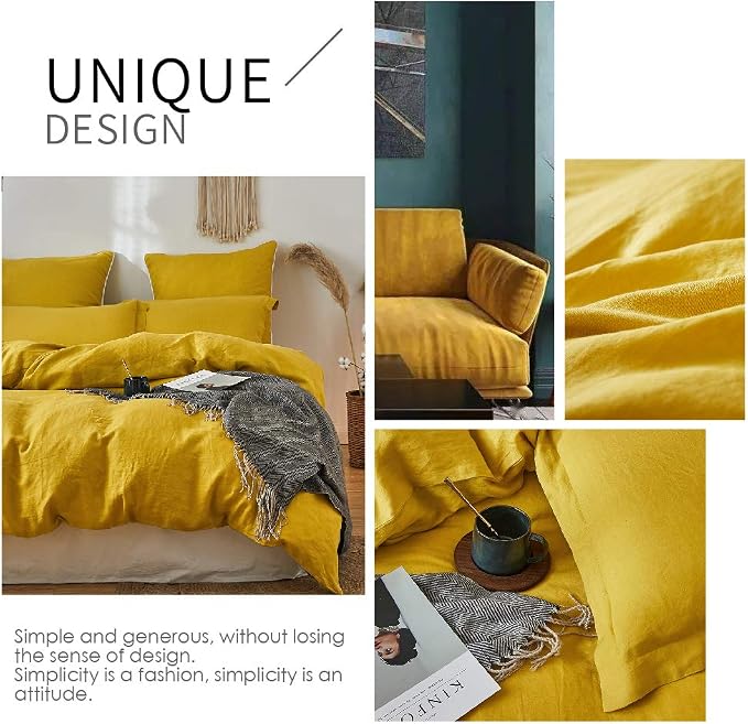 Simple&Opulence 100% Linen Duvet Cover Set 3pcs Basic Style Natural French - Image 5