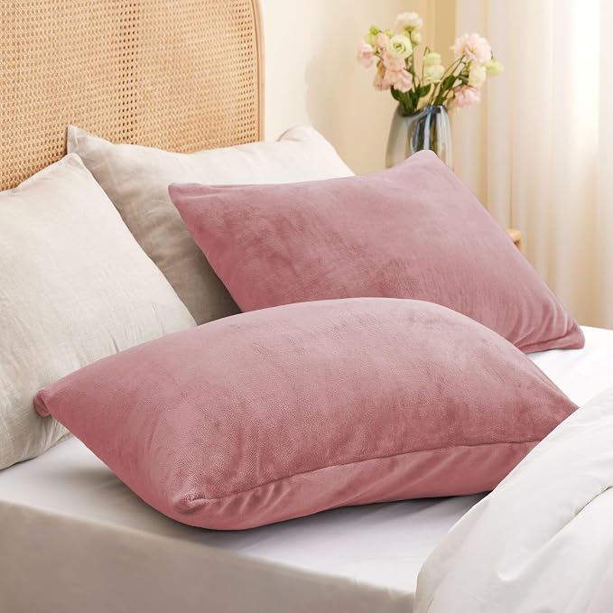 BEDELITE Flannel Pillow Cases Queen Size Set of 2, Super Soft Fleece Pillowcases - Image 2