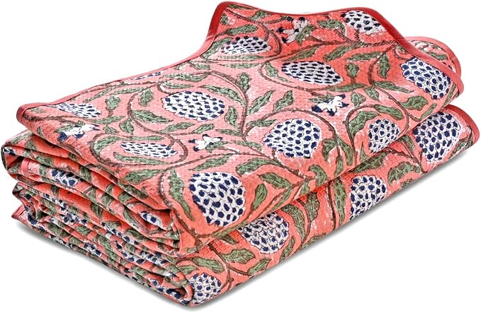 Ridhi Block Print Dark Salmon Cotton Spa/Beach Towel 27"x54" Set of 2 Handmade - Image 7