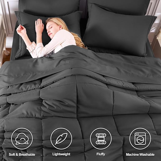 CozyLux Full Size Comforter Sets Dark Grey - Image 2