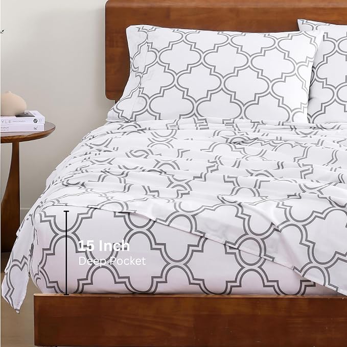 LANE LINEN Eco Friendly 100% Organic Cotton Printed Twin Sheet Set, Soft & - Image 4