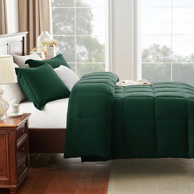 CozyLux Oversized King Comforter Set, 3 Pieces Emerald Green 120x98 Box - Image 8