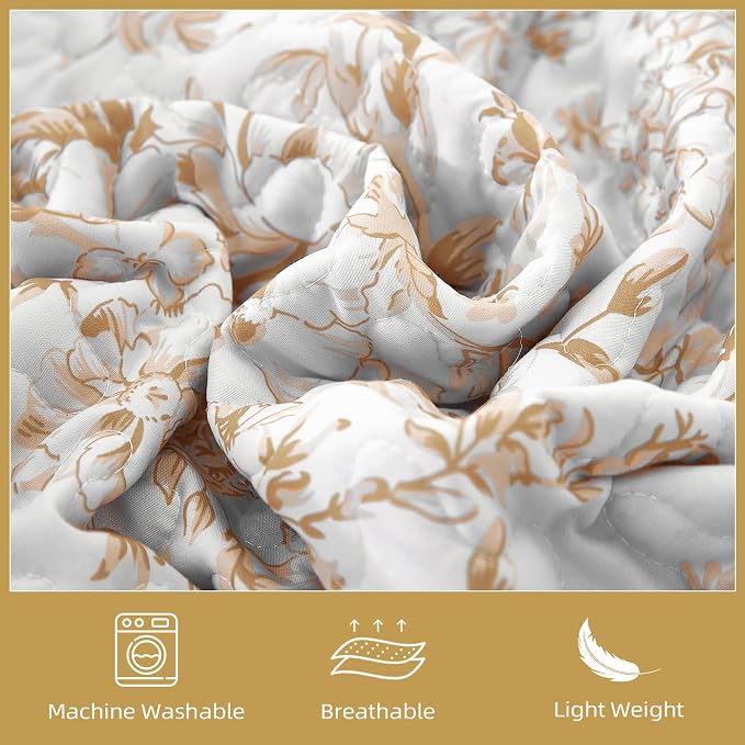 WONGS BEDDING Quilt Queen Size, Botanical Quilt - Image 5