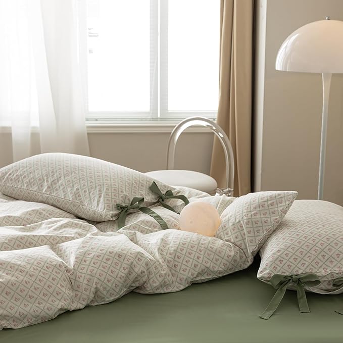 mixinni Red Floral Duvet Cover Set Full Size - Image 3