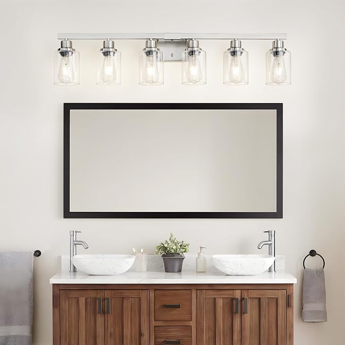 Bathroom Vanity Light, 6-Light Nickel Modern Matte Wall Sconce Lighting - Image 2