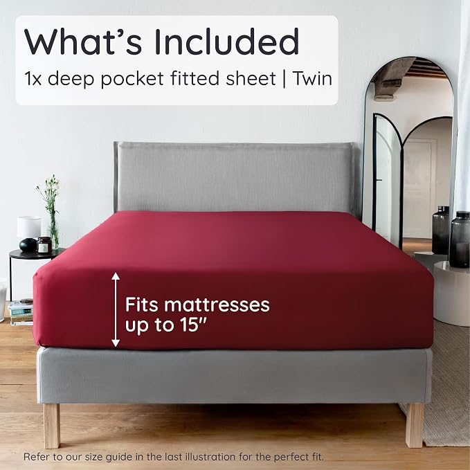 Bambaw 100% Viscose Derived from Bamboo Fitted Sheet Twin Size, Cooling Fitted - Image 2