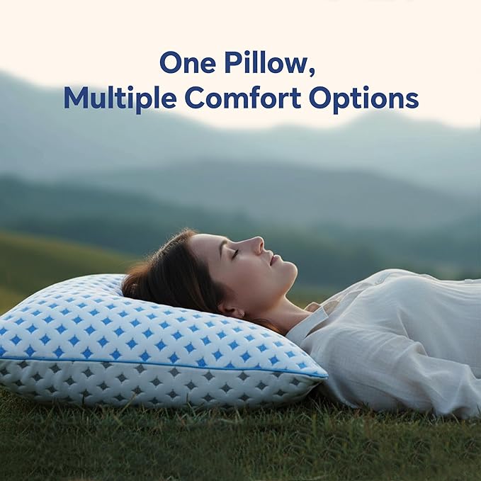 Memory Foam Pillows 2 Pack – Adjustable Loft Cooling Pillows Standard Size Set - Image 2