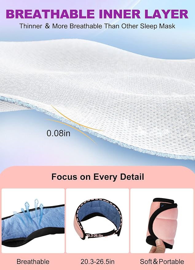 TOPOINT Sleep Mask Headphones Bluetooth 5.2 Wireless, Microphone, Noise - Image 2