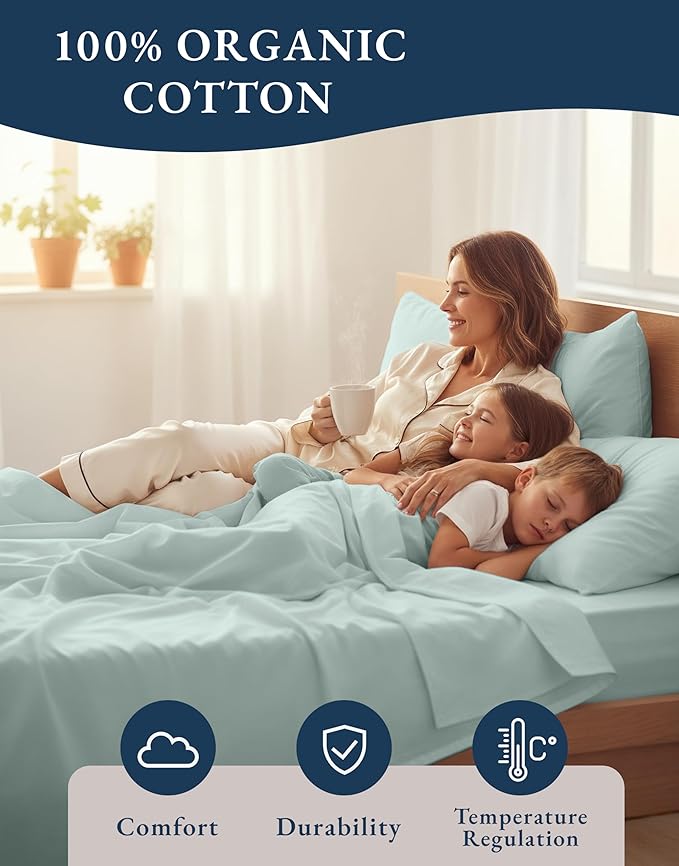 LANE LINEN Sheets for California King Size Bed- 4Pc 100% Organic Cotton Cal - Image 6