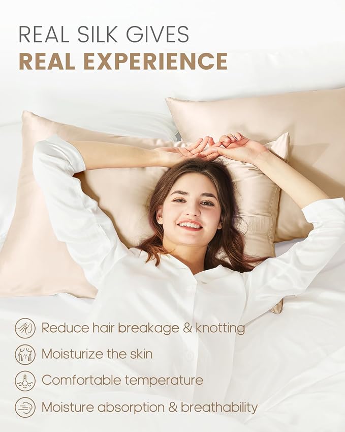 THXSILK Silk Pillowcase for Hair and Skin, 100% Mulberry Silk Bed Pillowcase - Image 3