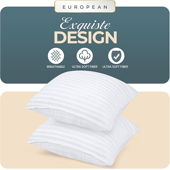 Utopia Bedding Bed Pillows for Sleeping European Size, Down Alternative Pillow - Image 2