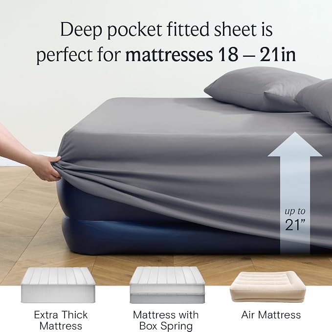 LuxClub 4 PC Queen Sheet Set, Bed Sheets Queen Size, Deep Pockets 18" Wrinkle - Image 7