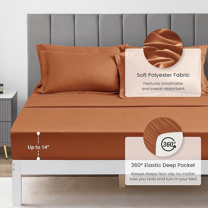 Love's cabin California King Comforter Set Terracotta, 7 Pieces California King - Image 4