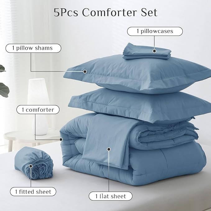 JOLLYVOGUE Twin XL Comforter Set, Ultra-Soft Bed in a Bag Twin XL Size 5 Pieces - Image 5