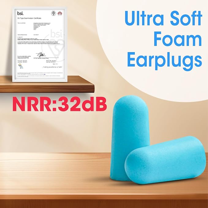AZEN 200 Pairs Ear Plugs, NRR 32dB Soft Foam Ear Plugs - Image 2