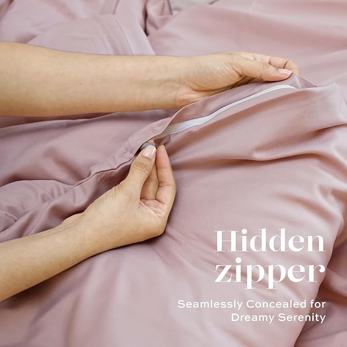 White Classic Pink Duvet Cover King Size, Microfiber Duvet Cover - Image 6