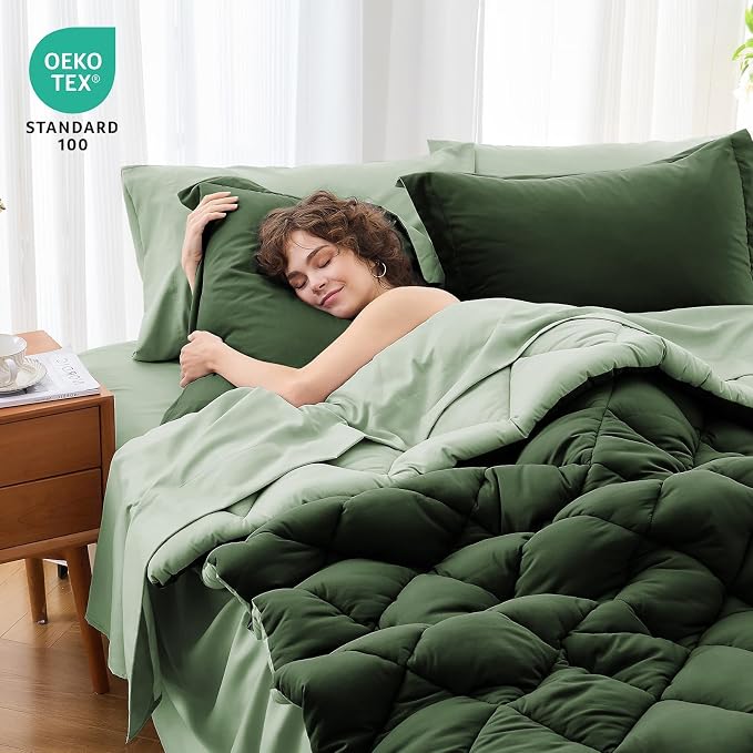 MUXHOMO 7 Pieces King Comforter Set, Reversible Bed in a Bag King Size - Image 4