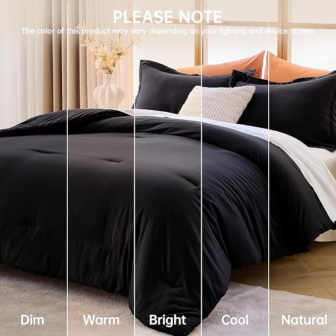 MUXHOMO Black Queen Comforter Set, All Season Ultra Soft Down Alternative - Image 9