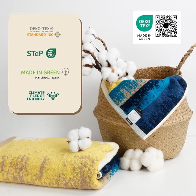 SEMAXE 4 Piece Coastal Ombre Bath Towel Set - Image 3