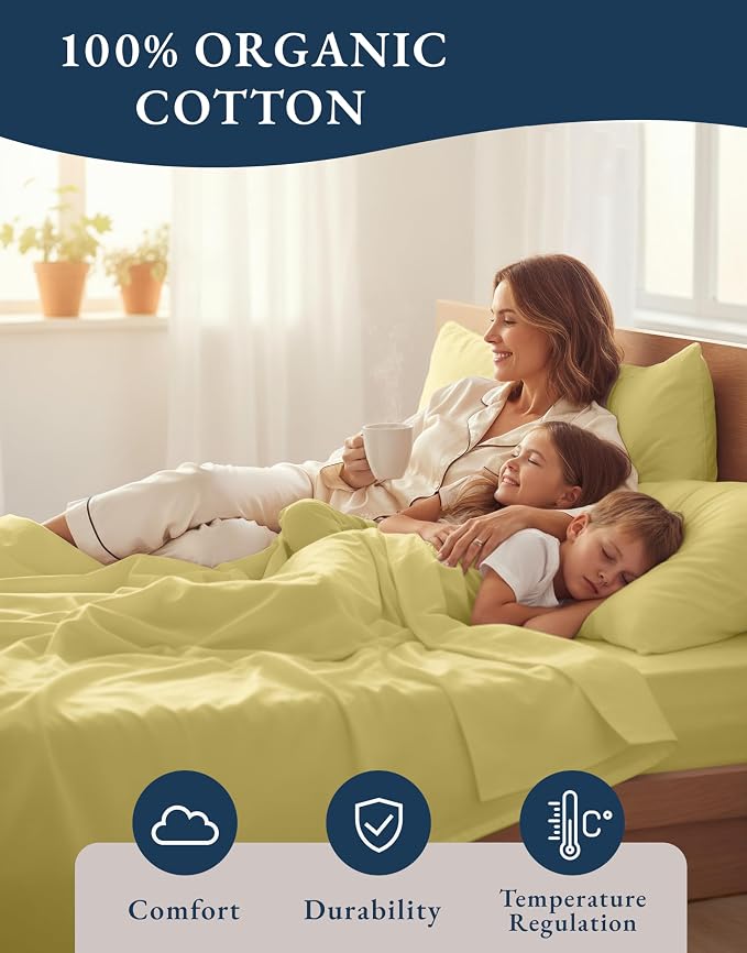 LANE LINEN Eco Friendly Cocoon 100% Organic Cotton Twin Sheets, Low Pill Fade - Image 6