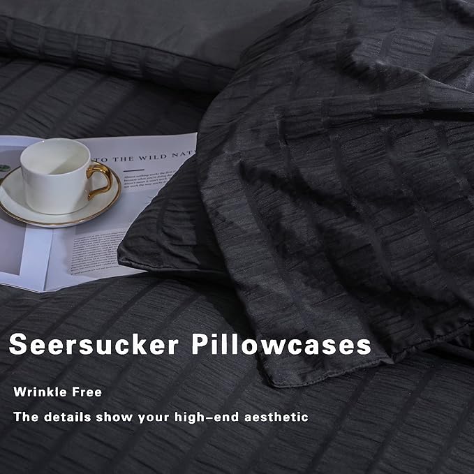 AveLom Seersucker Duvet Cover Set Full Size, 3 Pieces, Textured Duvet Cover - Image 5