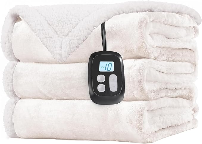 LaffyLo Electric Heated Blanket Twin Size 62 x 84, Fast Heating Blanket by LAFFYLO
