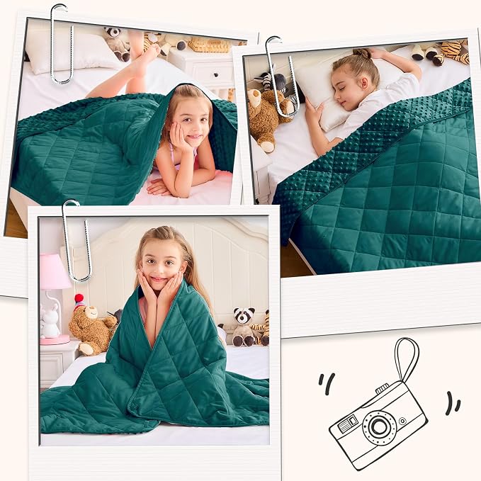 Green Weighted Blanket Kids 7lbs, Breathable Cooling Minky Heavy Throw Blanket - Image 5