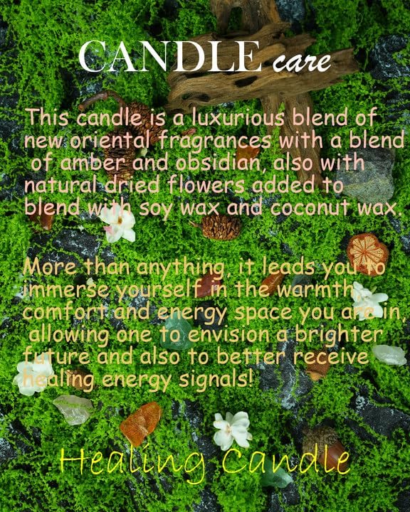 Obsidian Crystal Energy Candle, Good Aura Health Protection, Baltic Amber - Image 5