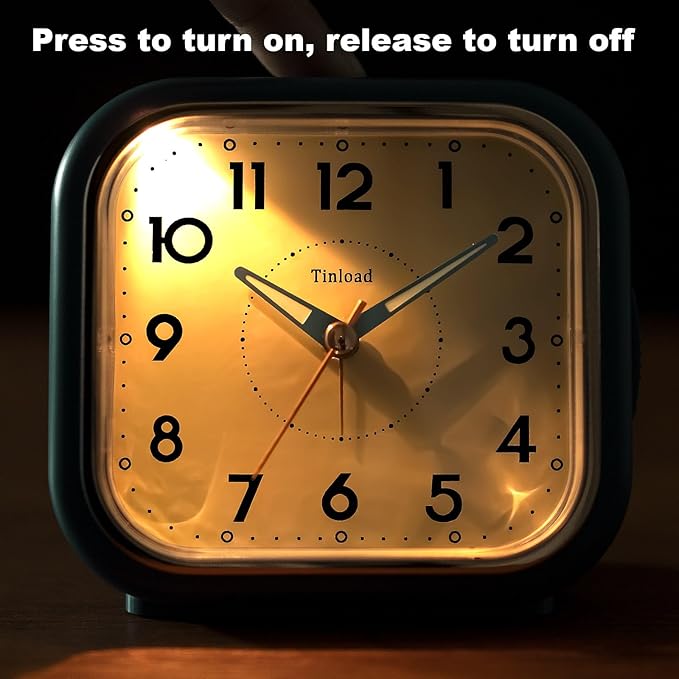 Tinload 4.3" Vintage Retro Analog Alarm Clock, Super Silent Non Ticking Clock - Image 6