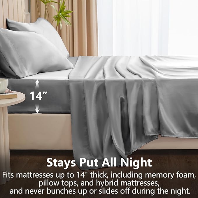 CozyLux Satin Sheets Queen Size Bed Set - Image 4