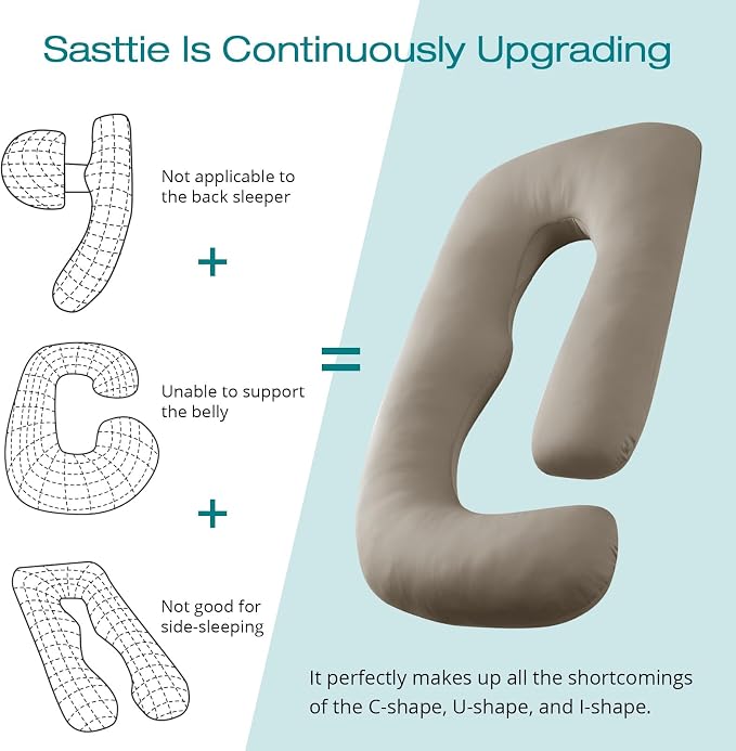 Sasttie Pregnancy Pillows for Sleeping, Jumbo U Shaped Cooling Full Body Pillow - Image 5