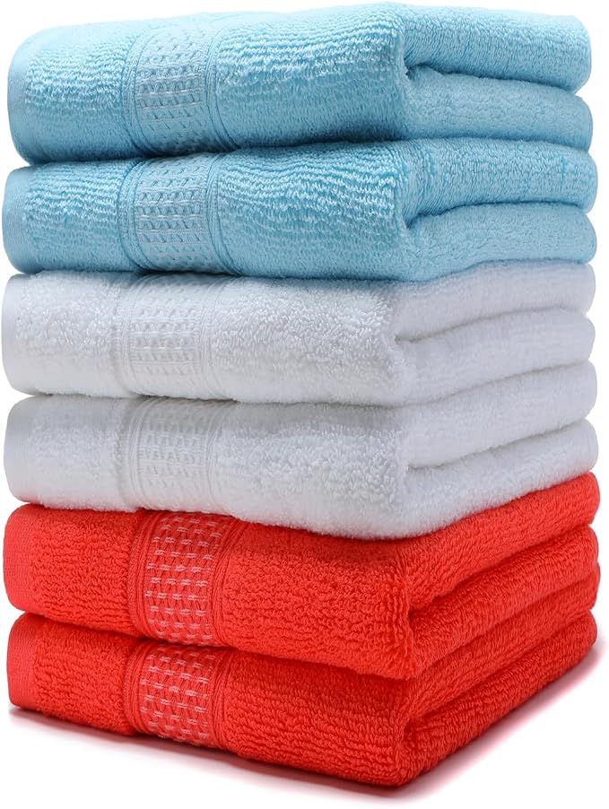 Cotton Hand Towels Set, 6-Piece Set, Super Absorbent Quick Drying, Bathroom by Weierduosi