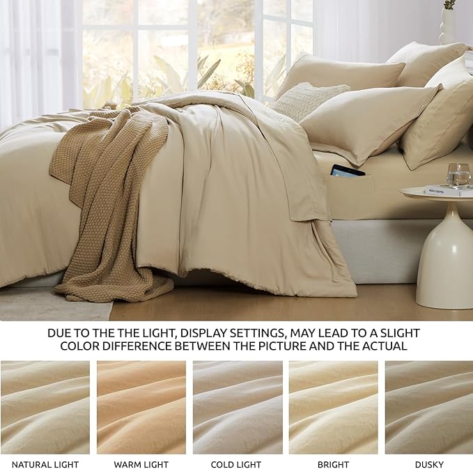 WRENSONGE Super King Size Comforter Set- 7 Pieces Beige Bed in a Bag Super King - Image 7