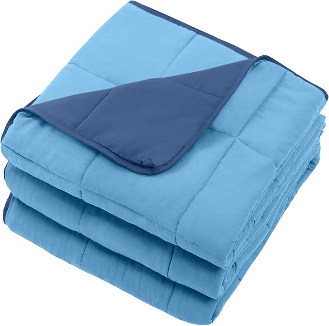 Blue Weighted Blanket for Adults 15lbs, Queen Size Cooling Heavy Throw Blanket - Image 8