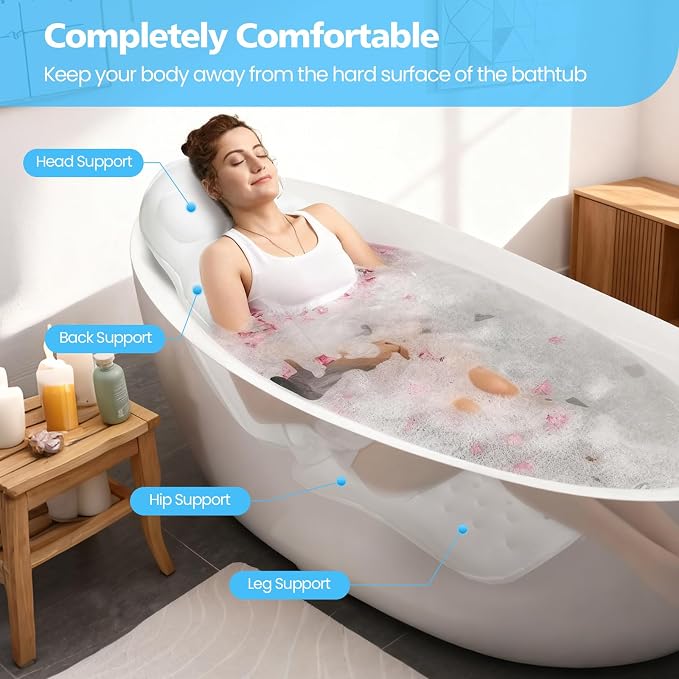 Full Body Bath Pillow for Bathtub, Thick Bathtub Cushion Soft 5D Mesh Spa - Image 2