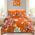 Luxudecor Terracotta Floral Comforter Set King Size 7 Piece, Flower Bed in a Bag by Luxudecor