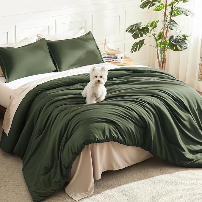 Litanika Twin XL Comforter Set Dark Olive Green, 2 Pieces Extra Long Dorm by Litanika