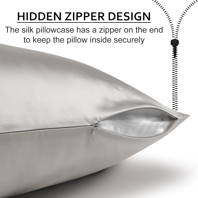 Ravmix Silk Pillow Cases with Zipper, 21momme Mulberry Silk Pillowcase - Image 6