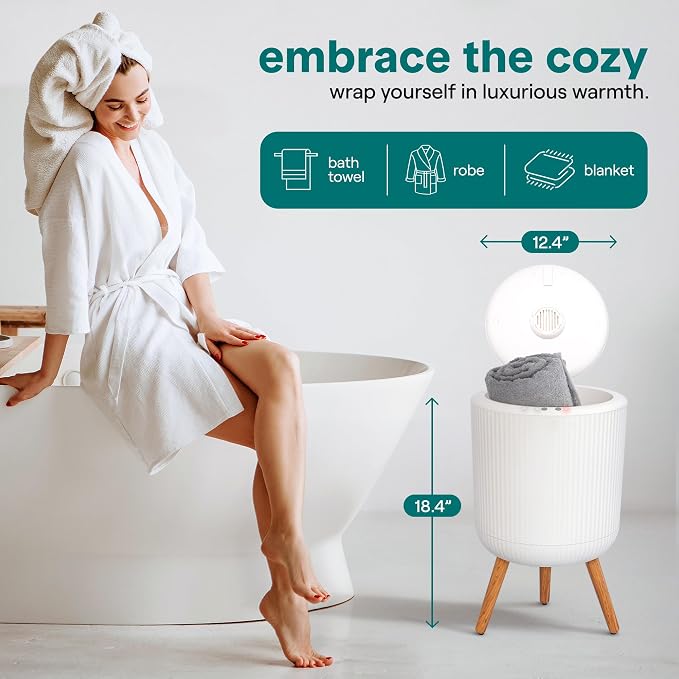 SereneLife Freestanding Towel Warmer Bucket – 18" Hot Towel Warmer - Image 2