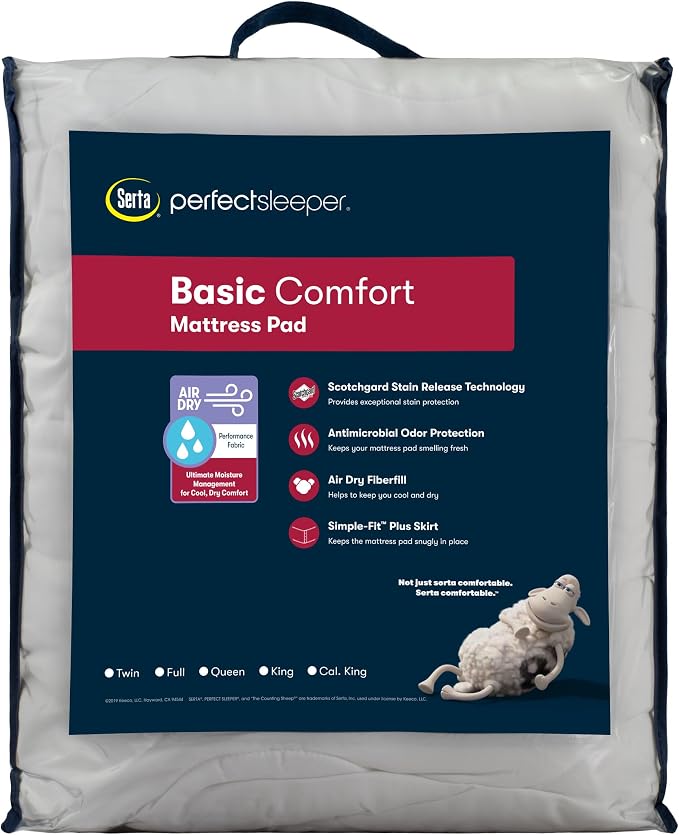Serta Air Dry Basic Comfort Performance Fabric Quilted Mattress Pad, Cooling - Image 6