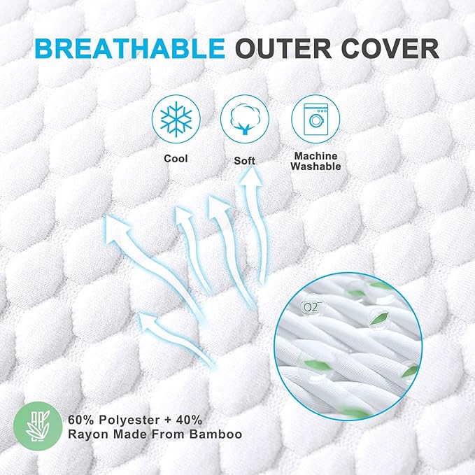 VVZ Cooling Bed Pillows Queen Size Set of 4, Shredded Memory Foam Pillows Cool - Image 6