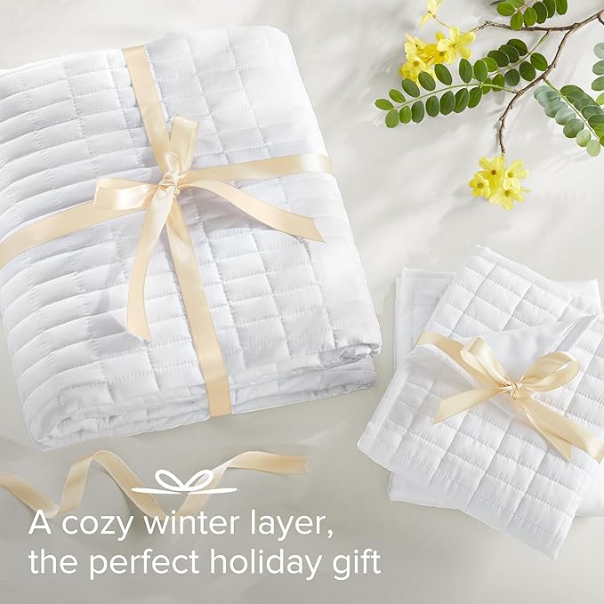 Comfort Spaces White Oversized King Quilt Set 120"x118" Bedspread Quilted - Image 7