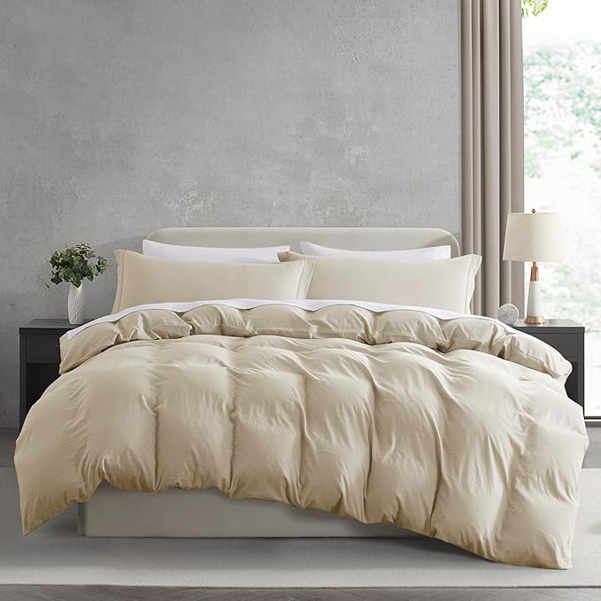 Nestl Beige Cream Duvet Cover King Size by Nestl