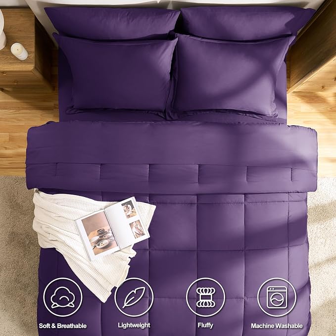 CozyLux King Size Comforter Set Purple - Image 2